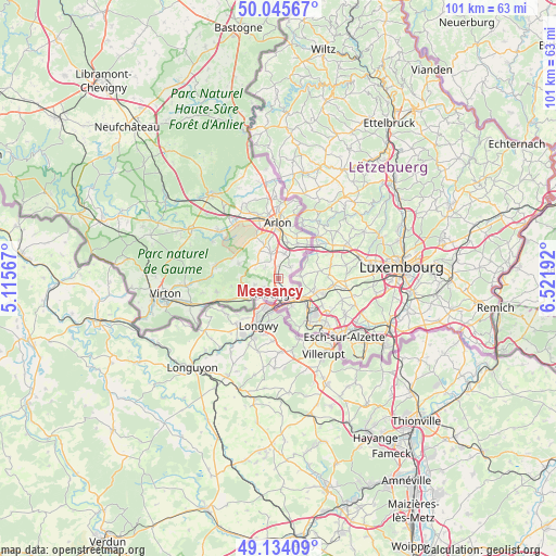 Messancy on map