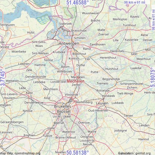 Mechelen on map