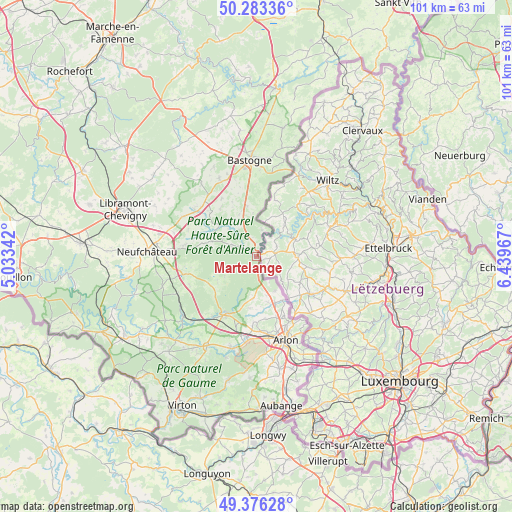 Martelange on map