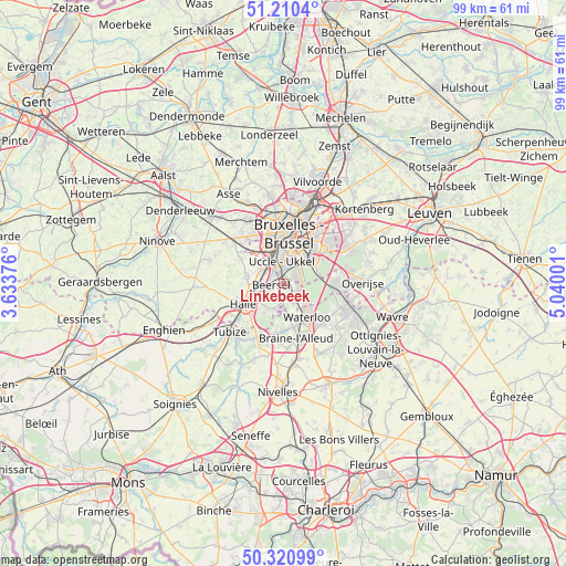 Linkebeek on map