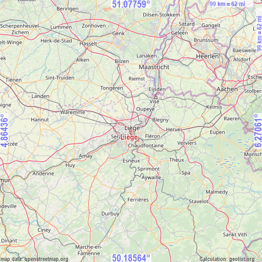 Liège on map
