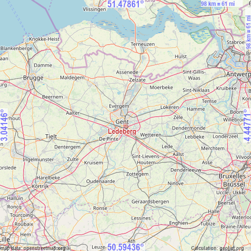 Ledeberg on map