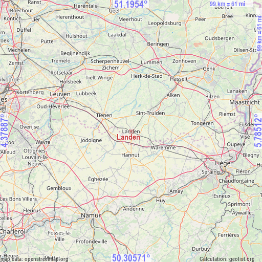 Landen on map
