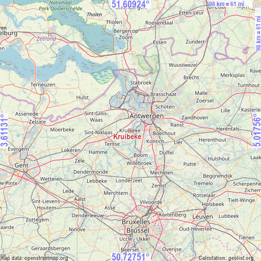 Kruibeke on map