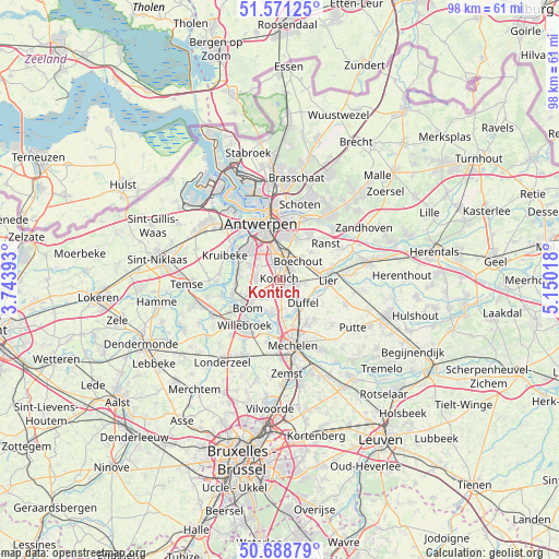 Kontich on map