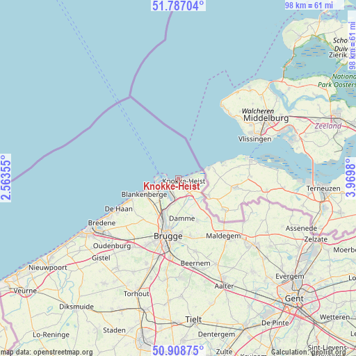 Knokke-Heist on map