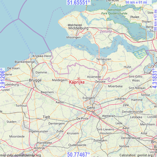 Kaprijke on map