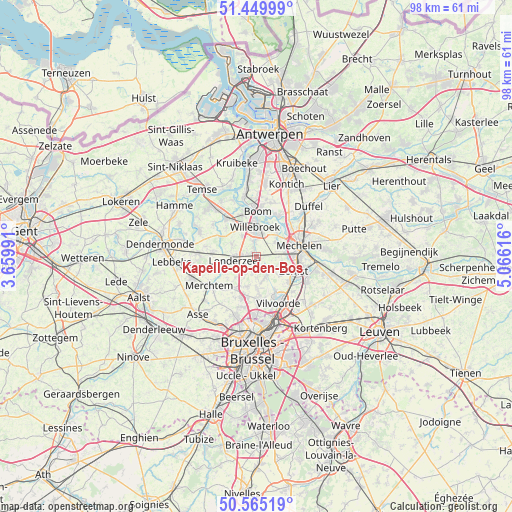 Kapelle-op-den-Bos on map
