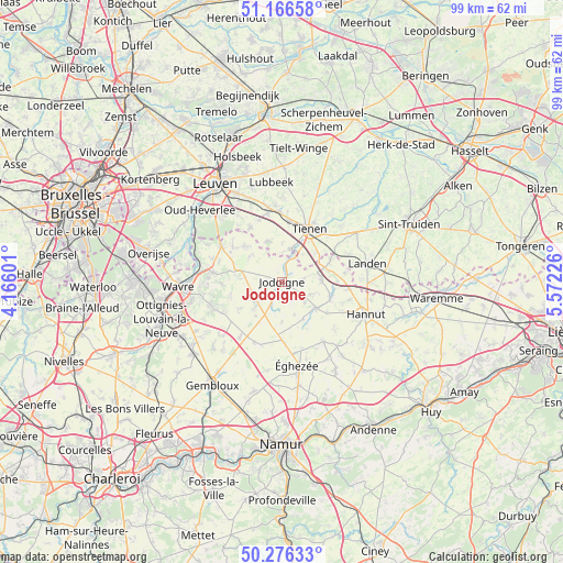 Jodoigne on map