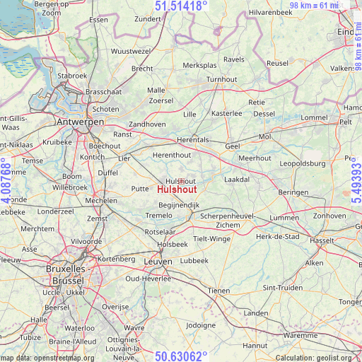 Hulshout on map