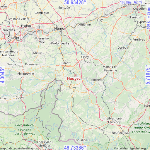 Houyet on map