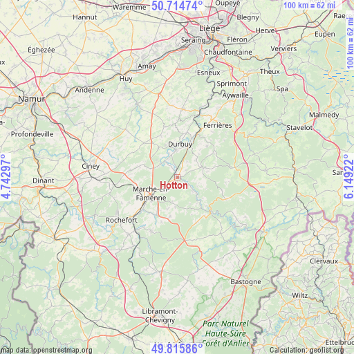 Hotton on map