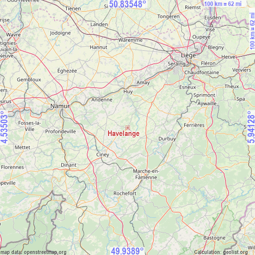 Havelange on map