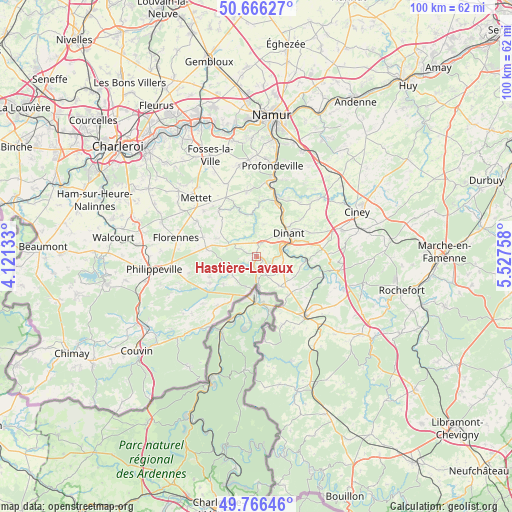 Hastière-Lavaux on map