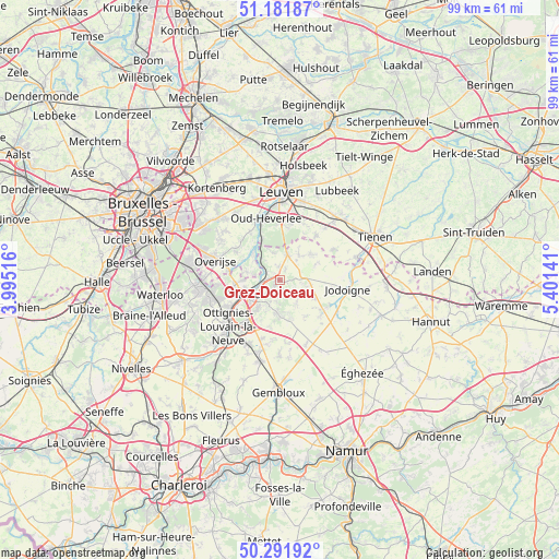Grez-Doiceau on map