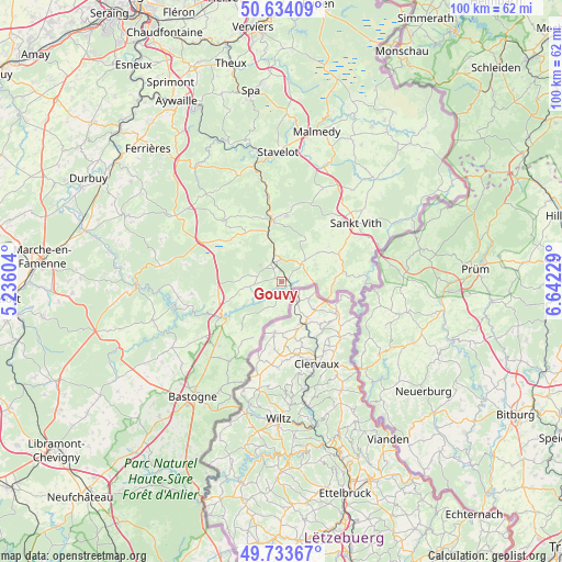 Gouvy on map