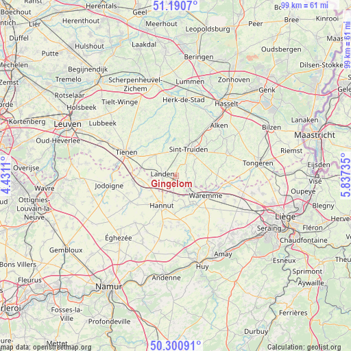 Gingelom on map
