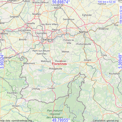 Florennes on map