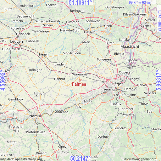 Faimes on map