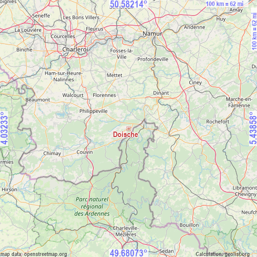Doische on map