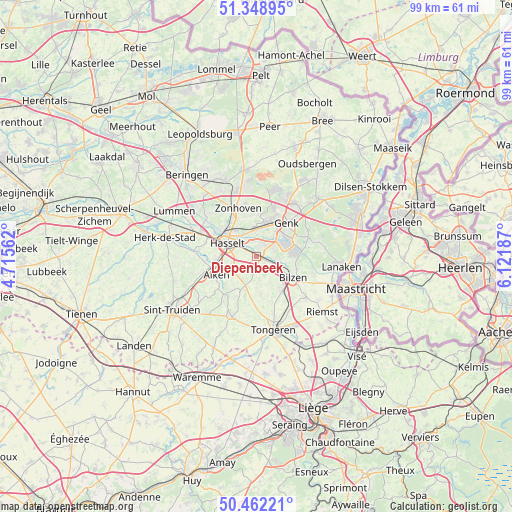 Diepenbeek on map