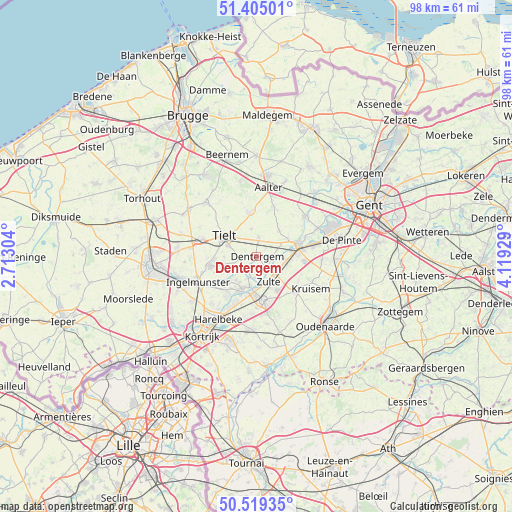 Dentergem on map