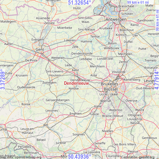 Denderleeuw on map