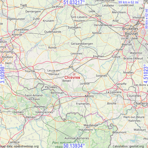 Chièvres on map