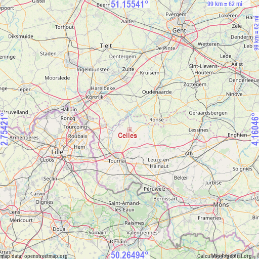 Celles on map
