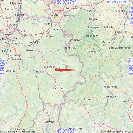 Butgenbach on map