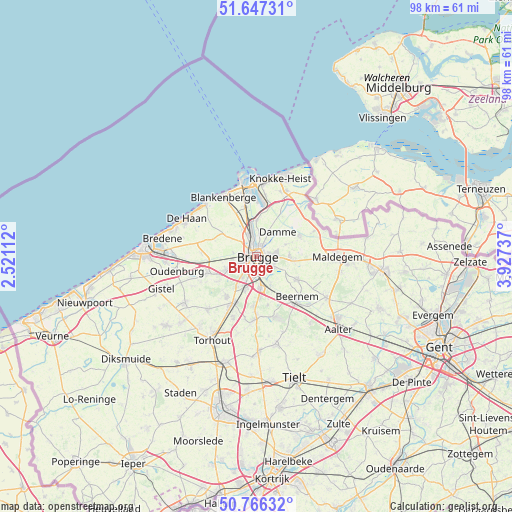 Brugge on map