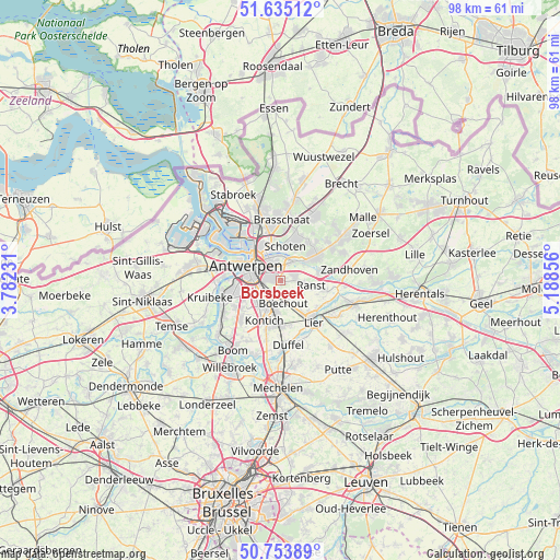 Borsbeek on map