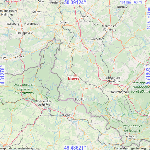 Bièvre on map