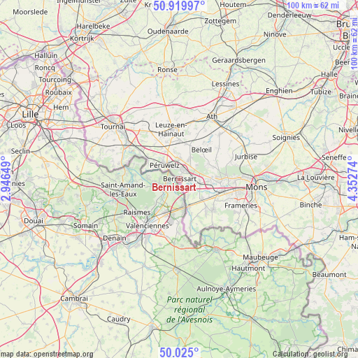 Bernissart on map