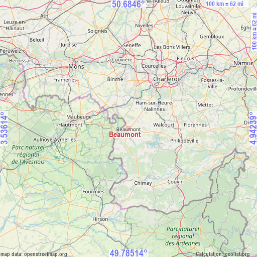 Beaumont on map