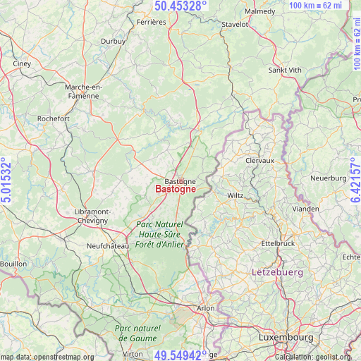 Bastogne on map
