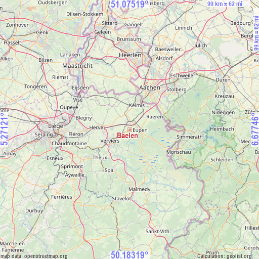 Baelen on map