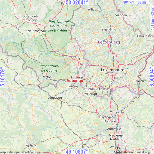 Aubange on map