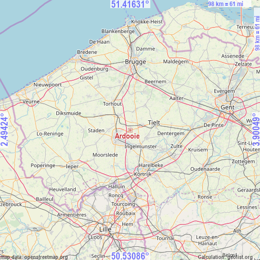 Ardooie on map