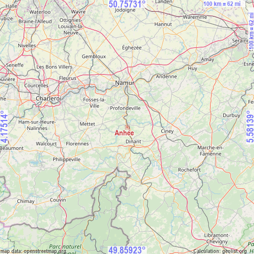 Anhée on map