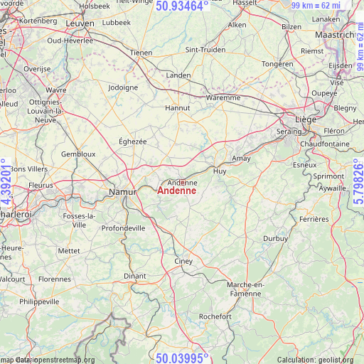 Andenne on map