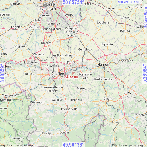 Aiseau on map