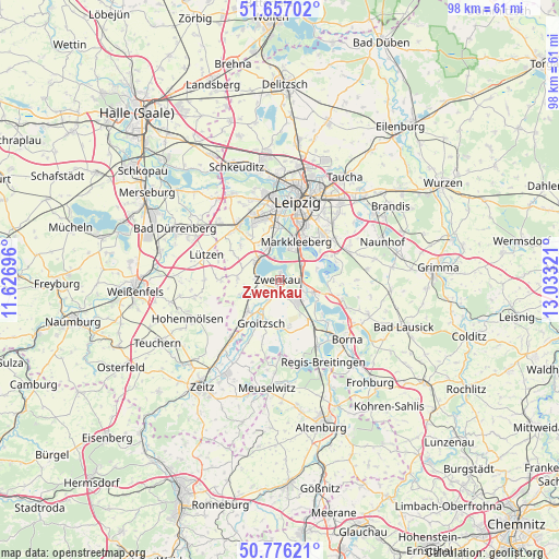 Zwenkau on map