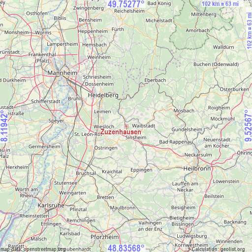 Zuzenhausen on map