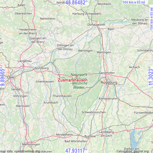 Zusmarshausen on map