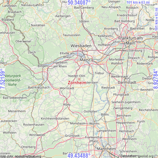 Zornheim on map