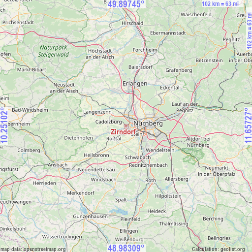 Zirndorf on map