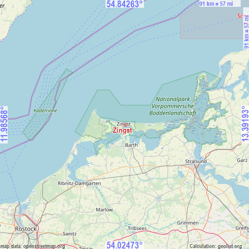 Zingst on map