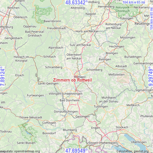 Zimmern ob Rottweil on map