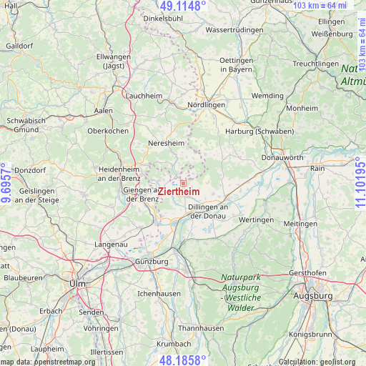 Ziertheim on map
